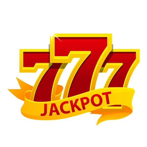 Jackpot Symbol 777 Stuha Izolované Bílém Pozadí — Stockový vektor