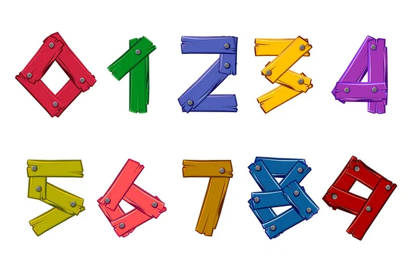 木製の数字をセット 桁の色板 — ストックベクタ