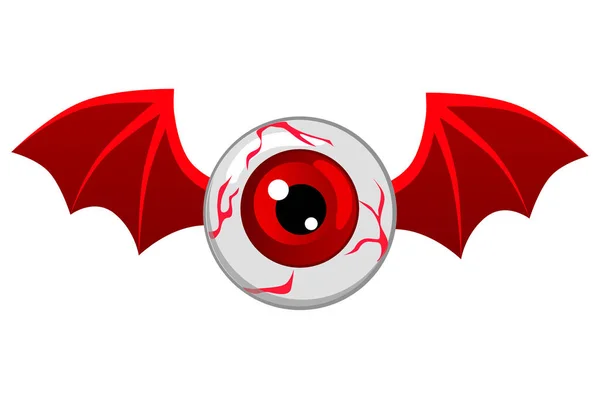 Red Flying Eyeball Vector Ilustración Del Globo Ocular Humano Volador — Archivo Imágenes Vectoriales