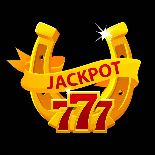 Jackpot Symbool 777 Gouden Hoefijzer Voor Spel — Stockvector