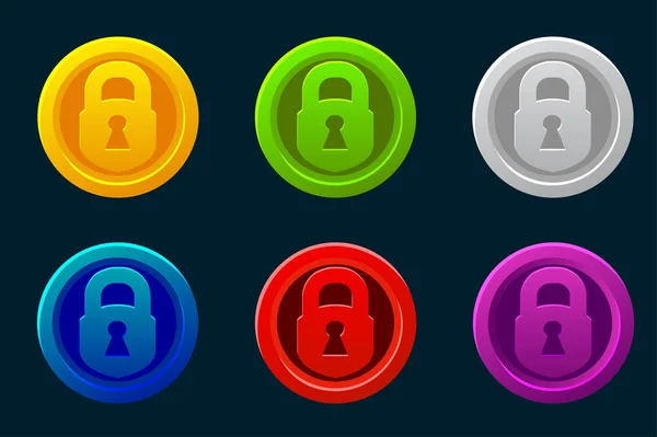 色背景に隔離された閉じた南京錠のアイコン 鍵をかけろ サイバーセキュリティの概念 デジタルデータ保護 安全シンボル — ストックベクタ