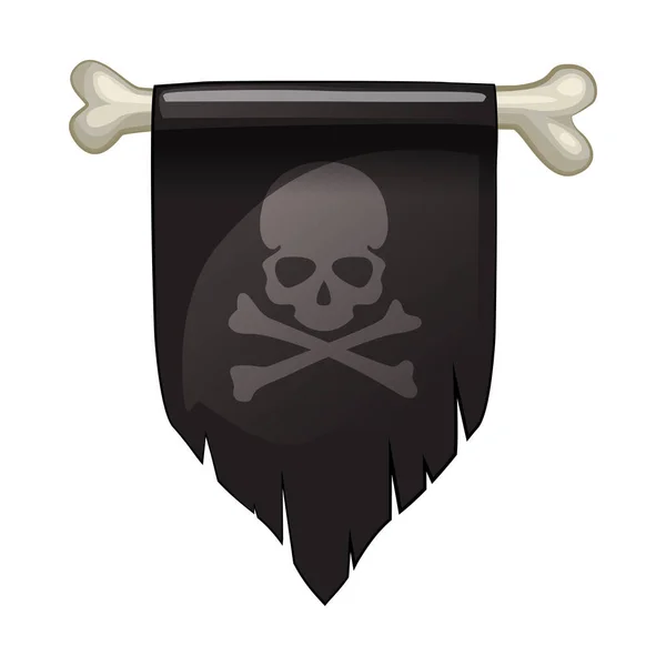 Banderín Con Cráneo Humano Huesos Cruzados Bandera Pirata Símbolo Muerte — Vector de stock