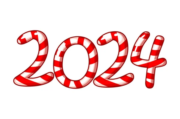 Новим 2024 Роком Люблять Цукерки Ізольовані Цифри Цукерки Білому Тлі — стоковий вектор