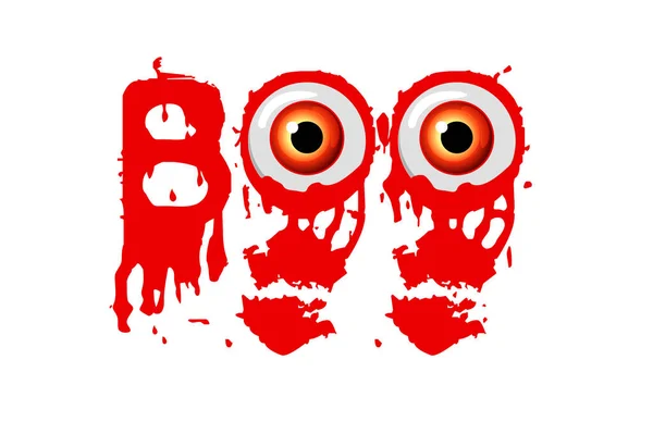血の銘文Boo ハロウィーンのバナー 血の目だ ハロウィンレタリング ポスターデザインテンプレート — ストックベクタ