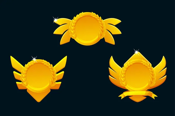 Ícones Golden Game Rank Isolados Botões Crachás Jogo Quadro Círculo — Fotografia de Stock