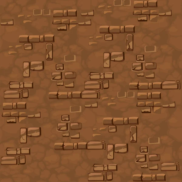无缝隙花纹地面与石头 质感古老的棕色砖墙为游戏玩家 图解背景土地背景为平面设计游戏 类似的Jpg副本 — 图库照片