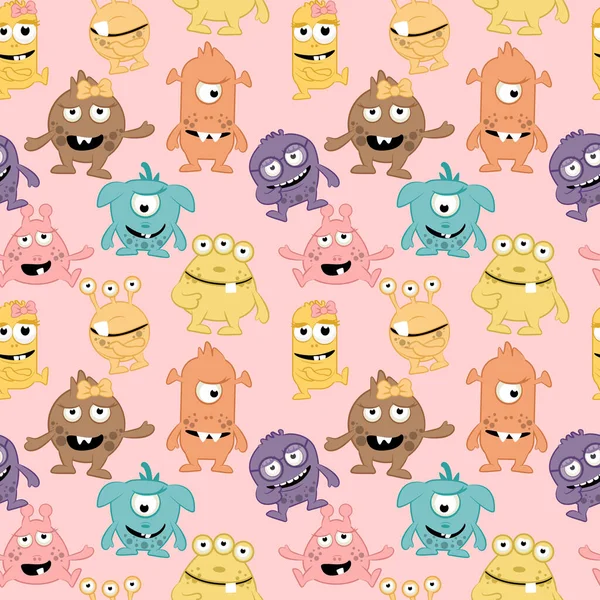 Pink seamless pattern of cute cartoon monsters. Baby pattern. Similar JPG copy
