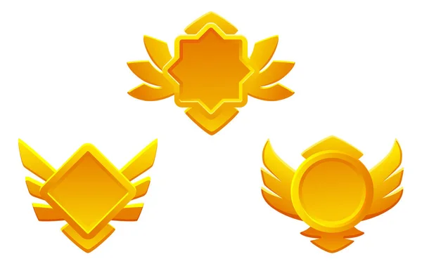 Ícones Golden Game Rank Isolados Botões Crachás Jogo Quadro Diferente — Fotografia de Stock
