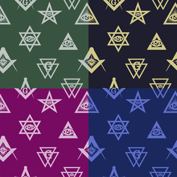 Seamless Pattern Masonic Symbols Black White Simple Geometric Background Stylized — Stock Photo, Image