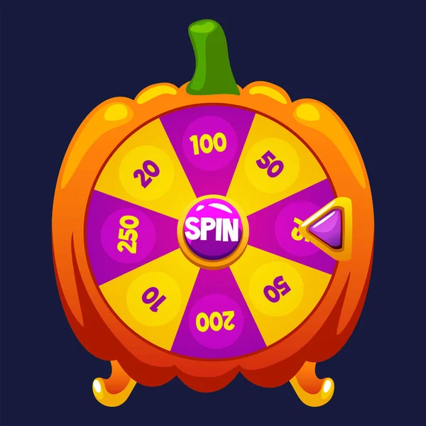 Halloween Glücksrad Knopfdrehung Spiel Vermögenswert Halloween Bonus Popup — Stockvektor
