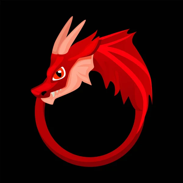 Avatar Πλαίσιο Δράκος Στρογγυλό Πρότυπο Ζώο Για Παιχνίδι Εικονογράφηση Διάνυσμα — Διανυσματικό Αρχείο