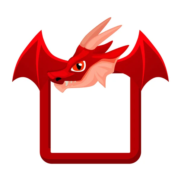 Cadre Avatar Dragon Modèle Animal Carré Pour Jeu Illustration Vectorielle — Image vectorielle