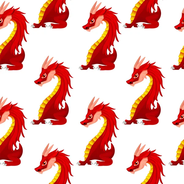 Patrón Sin Costuras Con Dragón Rojo Símbolo Nuevo Año 2024 — Archivo Imágenes Vectoriales