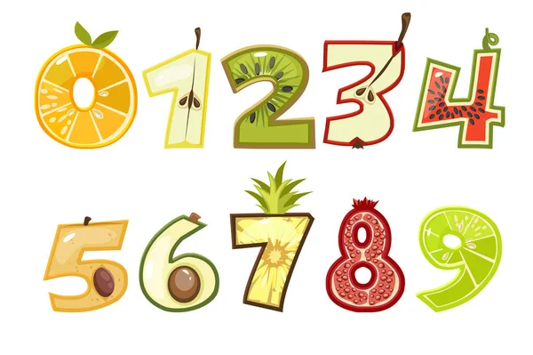 Numéros Fruits Jeu Numéros Vectoriels Autocollants Similaire Copie Jpg — Photo