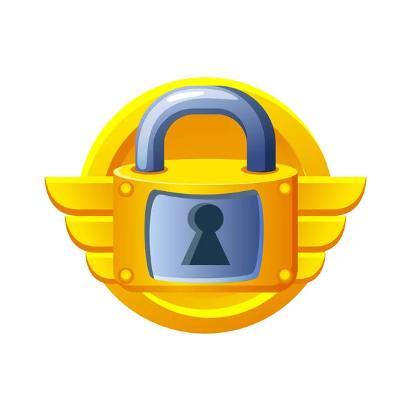 金の南京錠を ゲームアイコンブロックまたはセキュリティ 類似のJpgコピー — ストック写真