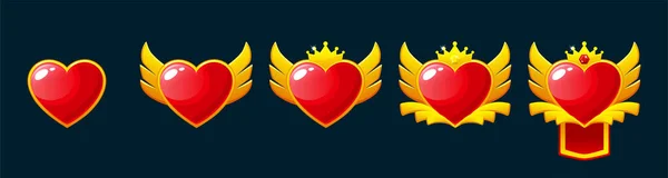 Set Von Rangabzeichen Level Icons Mit Herz Ranking Auszeichnungen Ähnliche — Stockfoto