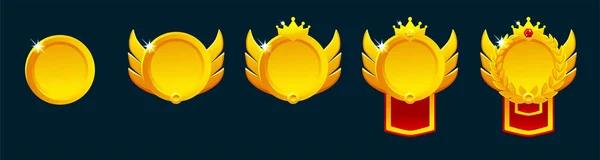 Set Game Rank Badges Level Icons Ranking Awards Similar Jpg — Stock Photo, Image