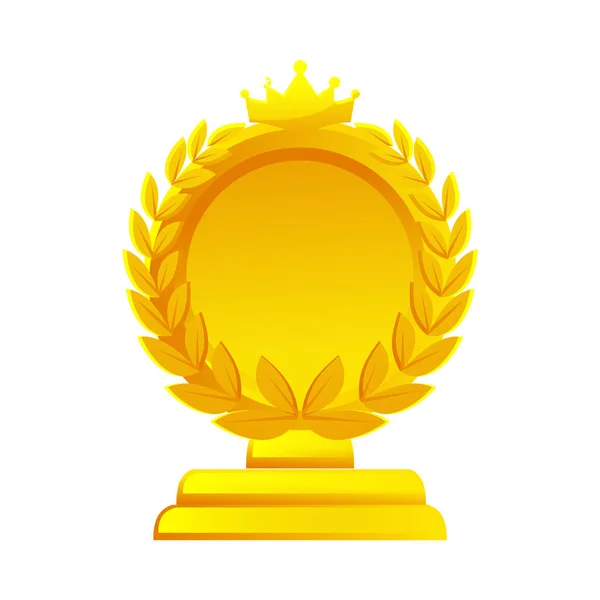 Gioco Oro Icona Del Gioco Ricompensa Premio Corona Alloro Foglia — Vettoriale Stock