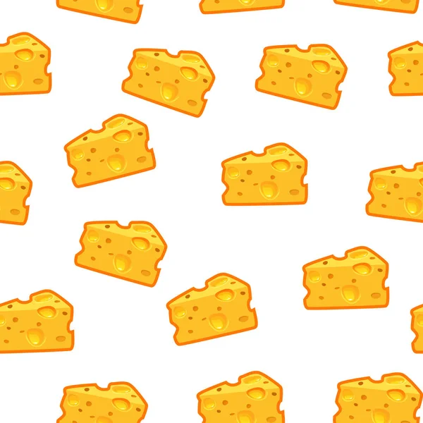 无缝隙图案 白色背景上有一片奶酪 奶酪的背景 — 图库矢量图片