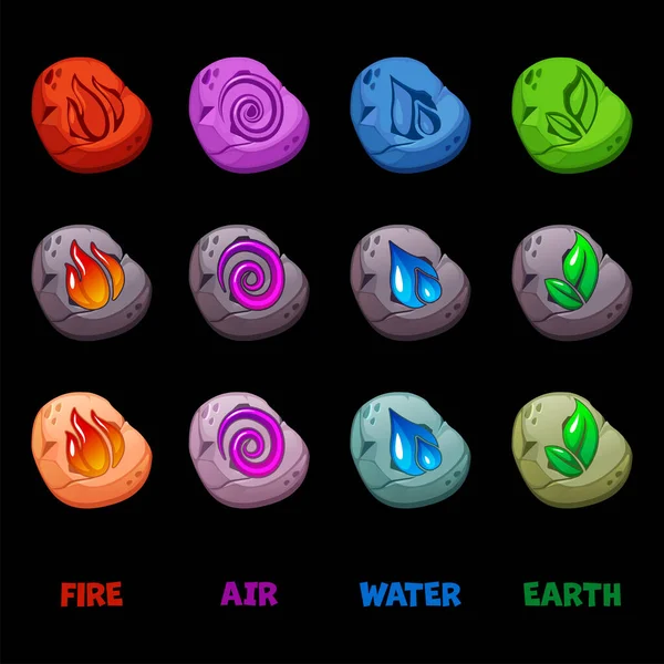 Абстрактный Дизайн Символов Ветра Воздуха Огня Воды Земли Камнях Концепции — стоковый вектор