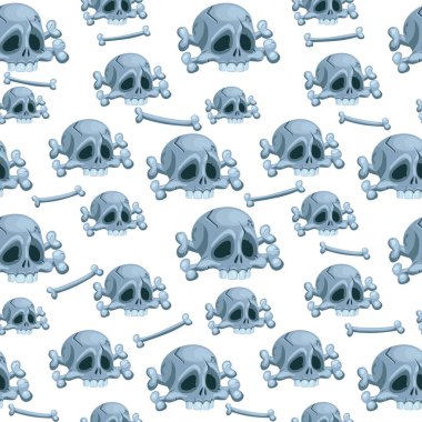 İnsan kafatası ve çapraz kemikli kusursuz desen, iskeletin başı. Benzer JPG kopyası