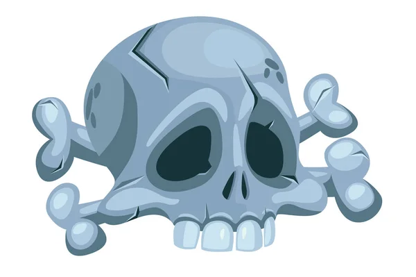 Cráneo Humano Dibujos Animados Huesos Cruzados Roger Símbolo Icono Scull —  Fotos de Stock