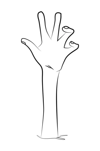 Halloween Zombie Hand Line Stil Ikone Design Vektorillustration — Stockvektor