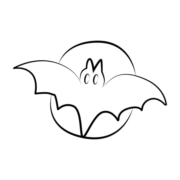 Bat Icône Ligne Lune Concept Halloween Signe Nuit Effrayant Halloween — Image vectorielle