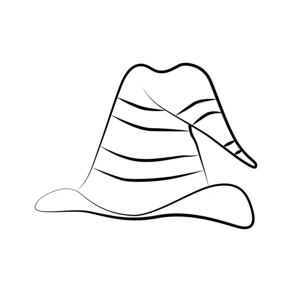 Patrón Sombrero Bruja Moderno Estilizado Para Diseño Halloween Ilustración Lineal — Archivo Imágenes Vectoriales