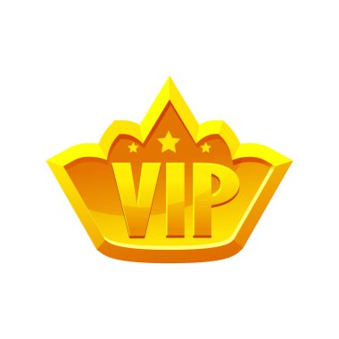 Oyun UI VIP con Gold Crown. Vektör Tasarımı.