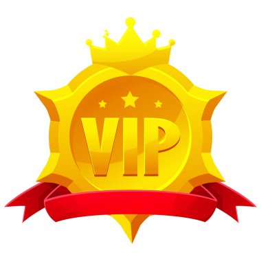Kırmızı kurdeleli VIP ikonu. Kraliyet özel VIP sembolü.