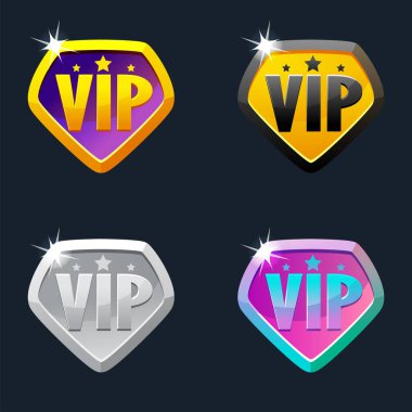 Dört VIP ikonu. 2D oyun için VIP Rozetleri. 2B oyun için VIP Rozeti.