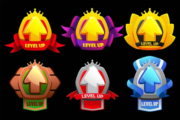 Level Awards Game Badge Icons Medals Set Vector Images Game — Stock Vector