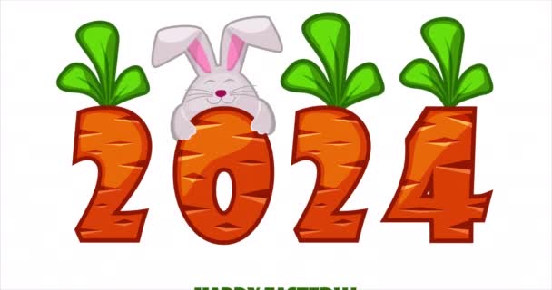 编号2024的胡萝卜和复活节兔子 — 图库视频影像