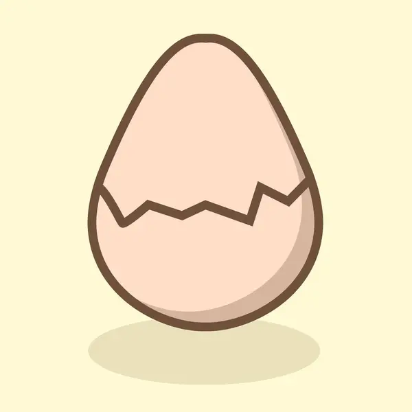 Cartoon Broken Egg Plochém Provedení Stínem — Stockový vektor