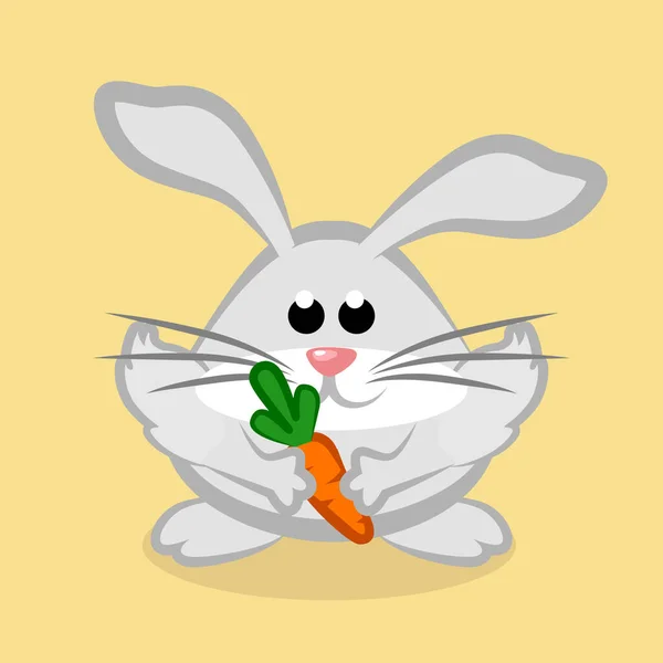 Cute Rabbit Carrot Cartoon Easter Bunny Vector — Stock Vector