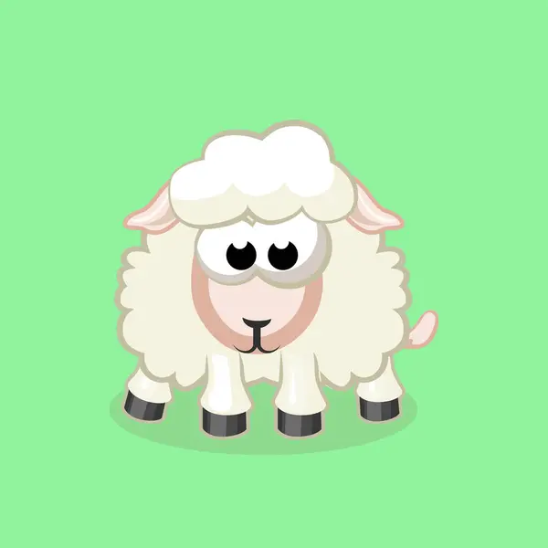 Vector Funny Cute Sheep Blue Green Background Cartoon Sheep Print — Stock Vector