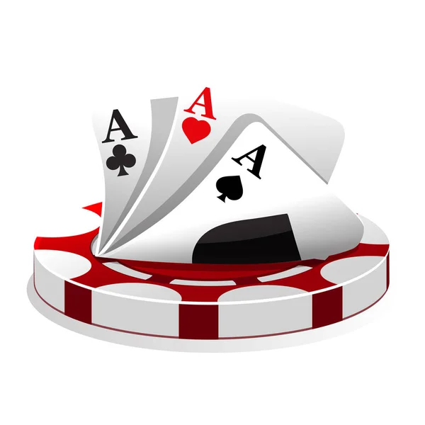 Casino Icon Vector Illustration Poker Cards Red Chip Games — Stock Vector