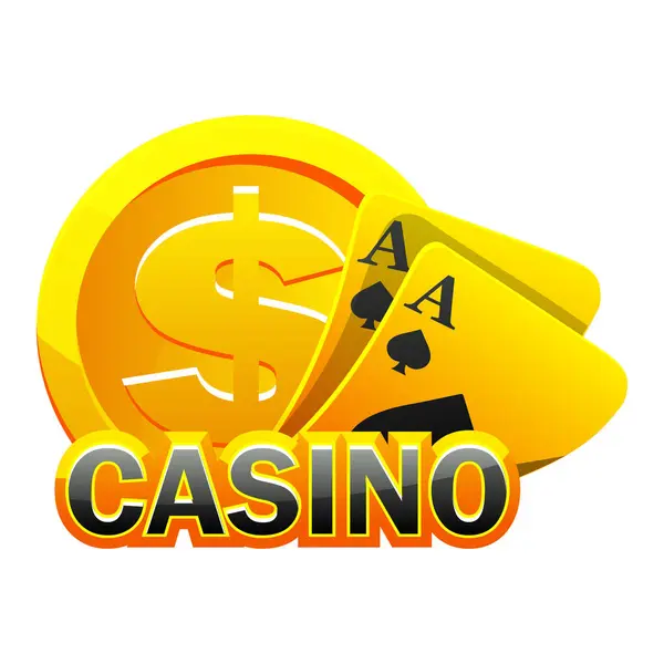 Ícone Dourado Preto Para Casino Moeda Ouro Cartões Poker Casino — Vetor de Stock