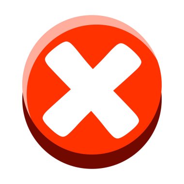 Çizgi film yakın veya mark Button izole. Vektör Düz Tasarımı.