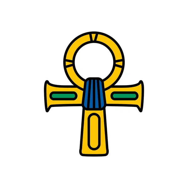 Hiéroglyphe Croix Égyptienne Symbole Croix Ankh Icône — Image vectorielle
