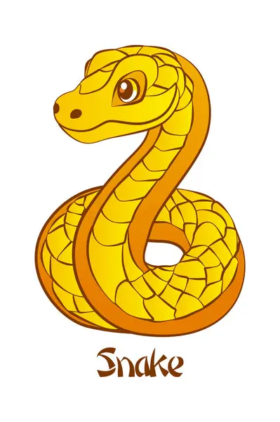 Vektor Cartoonschlange Illustration Der Niedlichen Gelben Schlange — Stockvektor
