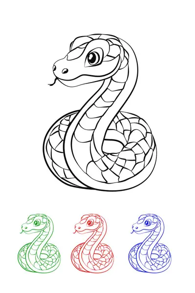Векторна Мультиплікаційна Лінія Змія Дитяча Розмальовка — стоковий вектор