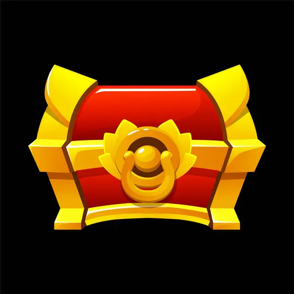 Червоний Золотий Скарби Грудної Ілюстрації Векторна Піратська Коробка Чорному Подарунок — стоковий вектор