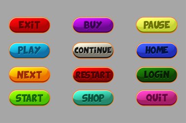 2B oyun için renkli düğmeler kümesi.