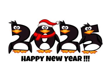 Mutlu yıllar 2025, penguenler gibi rakamlar.