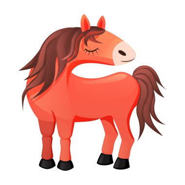 Red Horse çizgi filmi izole edildi. At Karakteri. Hayvan temalı.