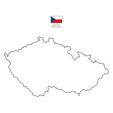 Çek Cumhuriyeti 'nin devlet ve sınırlarının yer aldığı bölgelerinin haritası. Bölgesi olmayan, beyaz arka planda izole edilmiş bir tasarım. Avrupa 'nın son derece ayrıntılı vektör illüstrasyonu