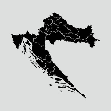 Hırvatistan topraklarının bir haritasının vektör çizimi. Beyaz arka planda izole edilmiş düz bir tasarım. Avrupa 'nın son derece ayrıntılı vektör illüstrasyonu
