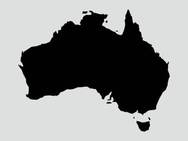 Avustralya haritası beyaz arka planda izole edildi. Avustralya haritası. Vektör illüstrasyonu